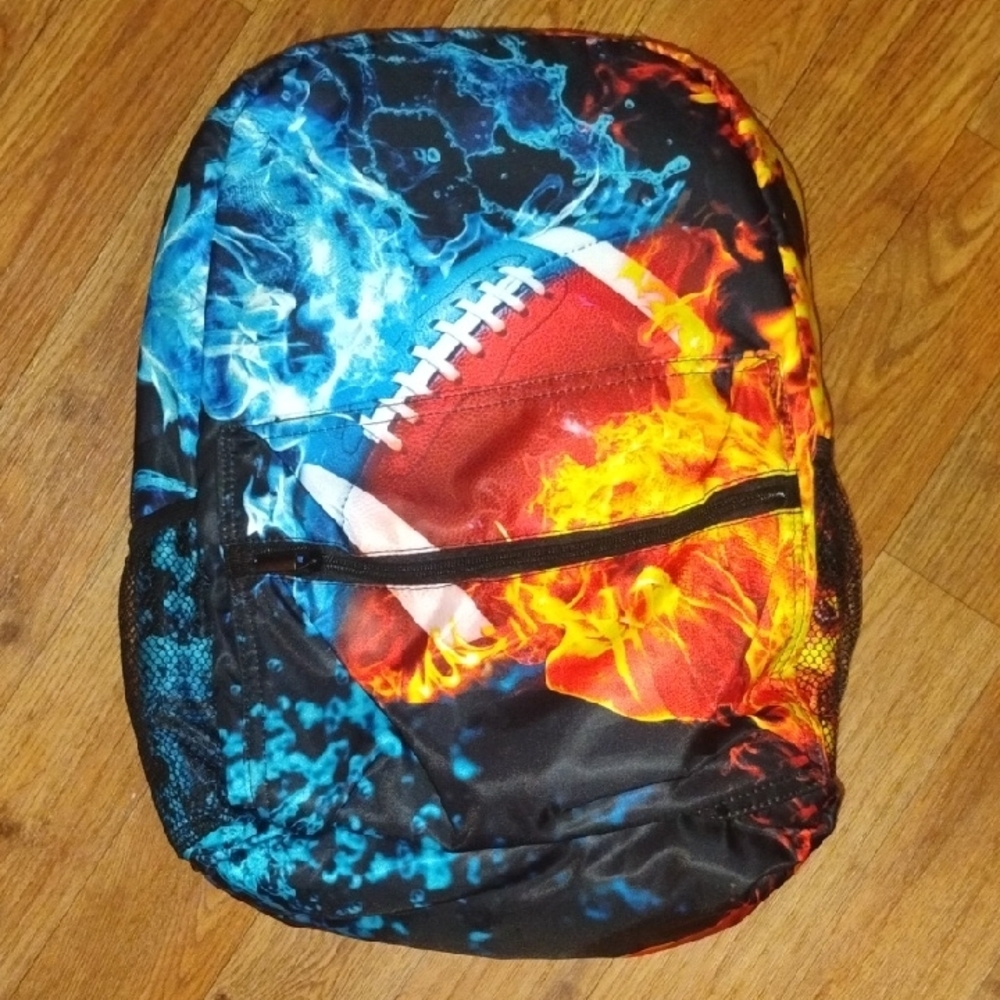 Vibrant Football Print Backpack